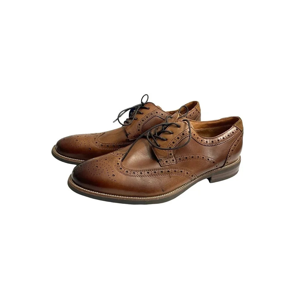 NEW Florsheim Midtown Wingtip Oxford leather shoes Size 8 Cognac brown